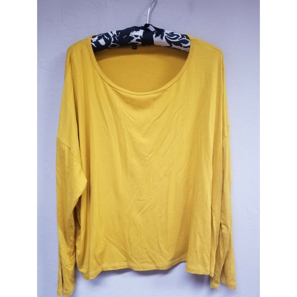Karen Klein Womens Scoop Neck Dolman Sleeve Top Blouse Medium Yellow USA